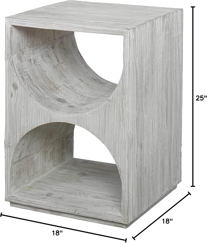MY SWANKY HOME Elegant Scandi Contemporary Accent Table Solid Wood Distressed - Image 2