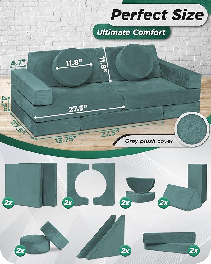 Lunix LX15 14pcs Modular Kids Play Couch, Design-Patent Child Sectional Sofa - Image 2