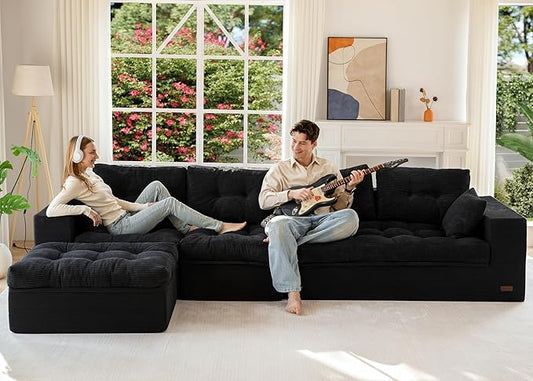 MAXYOYO 132" L Shaped Modular Sectional Sofa by MAXYOYO