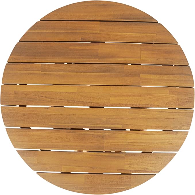 Merax Patio Outdoor Acacia Wood Round Coffee Table - Image 4