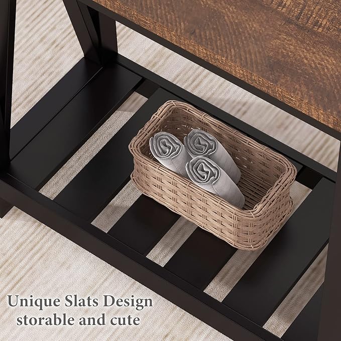 ChooChoo Farmhouse End Table, Rustic Vintage Narrow End Side Table - Image 7
