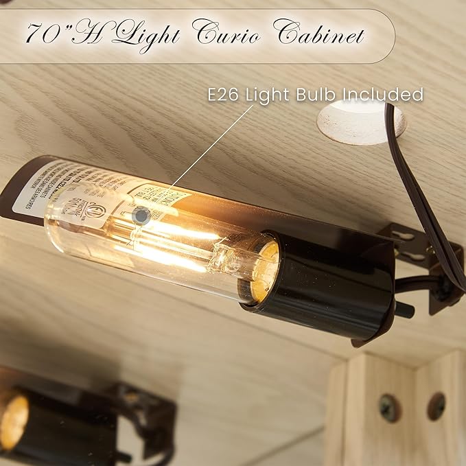 Corner Curio Cabinet, Light Bulb Inclued, Wine Bar China Cabinet - Image 4