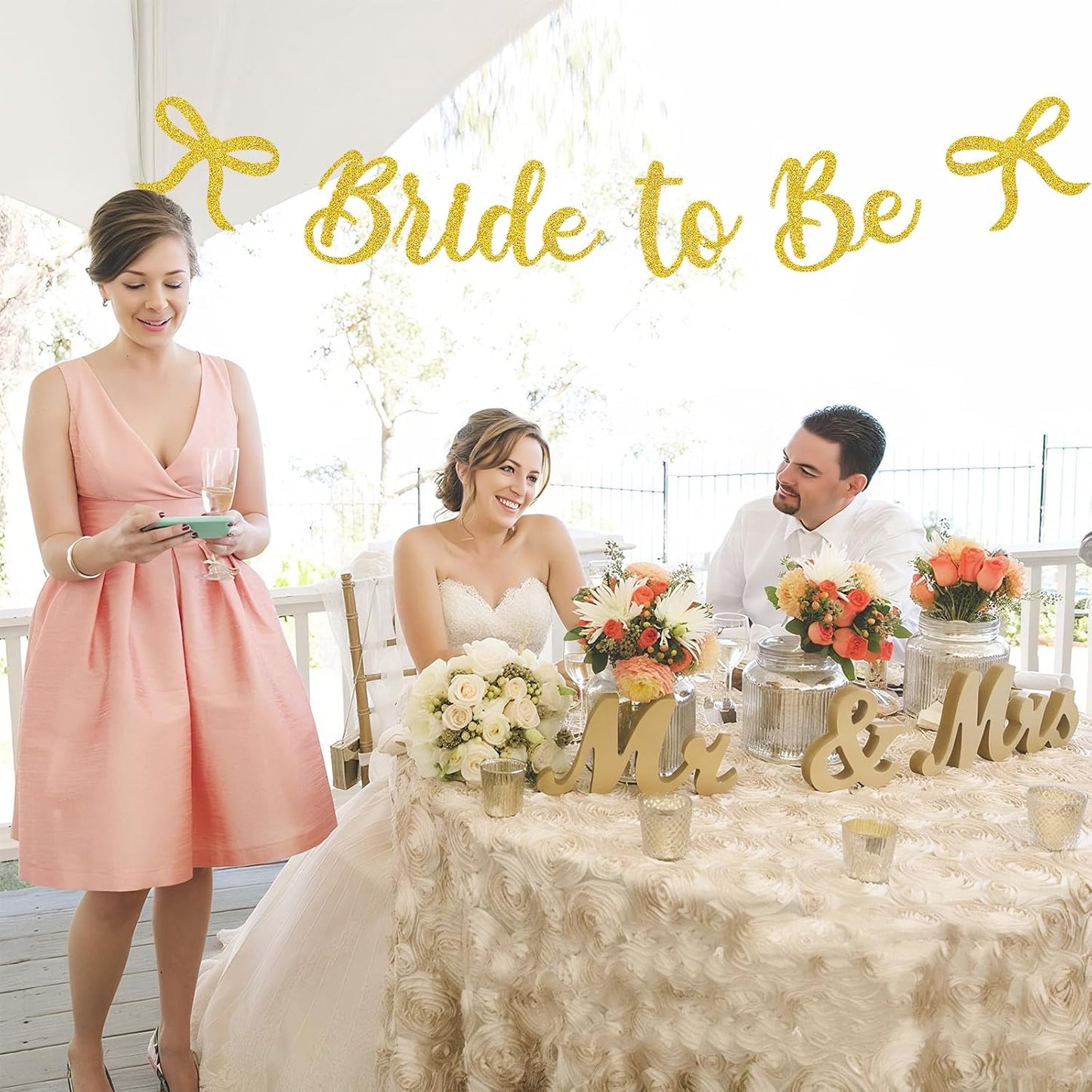 Bride to Be Banner, Gold Bride to Be with Bow Glitter Bachelorette Bridal Party Banner BRIDE TO BE Sign for Gold Bachelorette Bridal Shower Wedding Engagement Hen Party Decorations