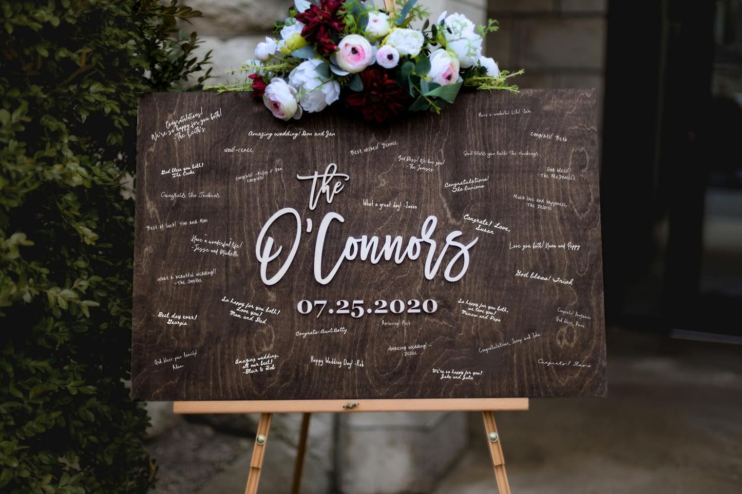 Personalized Last Name Guest Book, Unique Guest Book Sign, Custom Alternative Guest Book, Wooden Guest Book, Wedding Ceremony Guestbook Sign (Design 4)