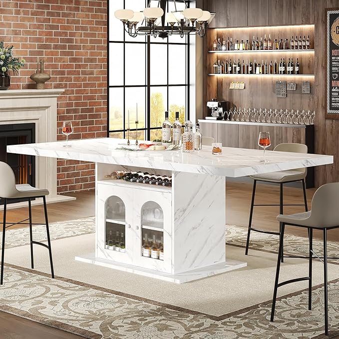 HSH Dining Table for 4–6, Wood Rectangle Dinner Table - Image 7