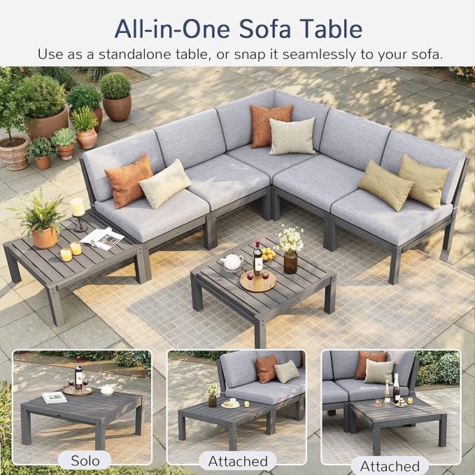 Stoog 11-Piece Patio Conversation Set, 9-Seats U-Shaped Modular Patio Sofa Set - Image 5