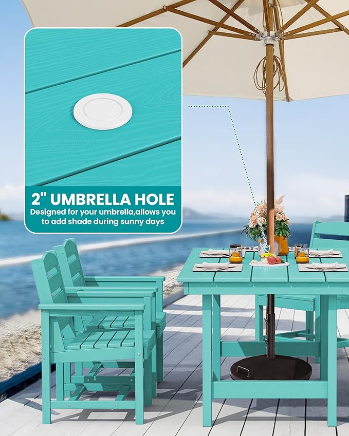 SERWALL Outdoor Dining Set for 6, HDPE Dining Furniture Set - Image 3