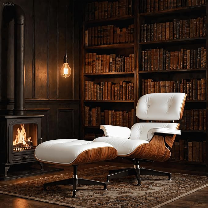 Top Grain Leather, Mid Century Chaise Lounge Chair and Ottoman, Modern Chair - Image 2