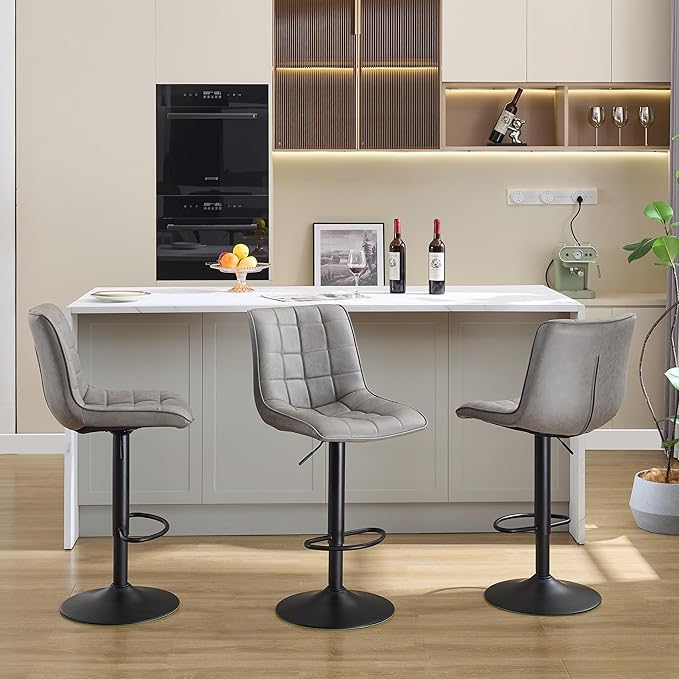 FIRAVOE Swivel Bar Stools Set of 3, Modern Adjustable Bar Stools - Image 9