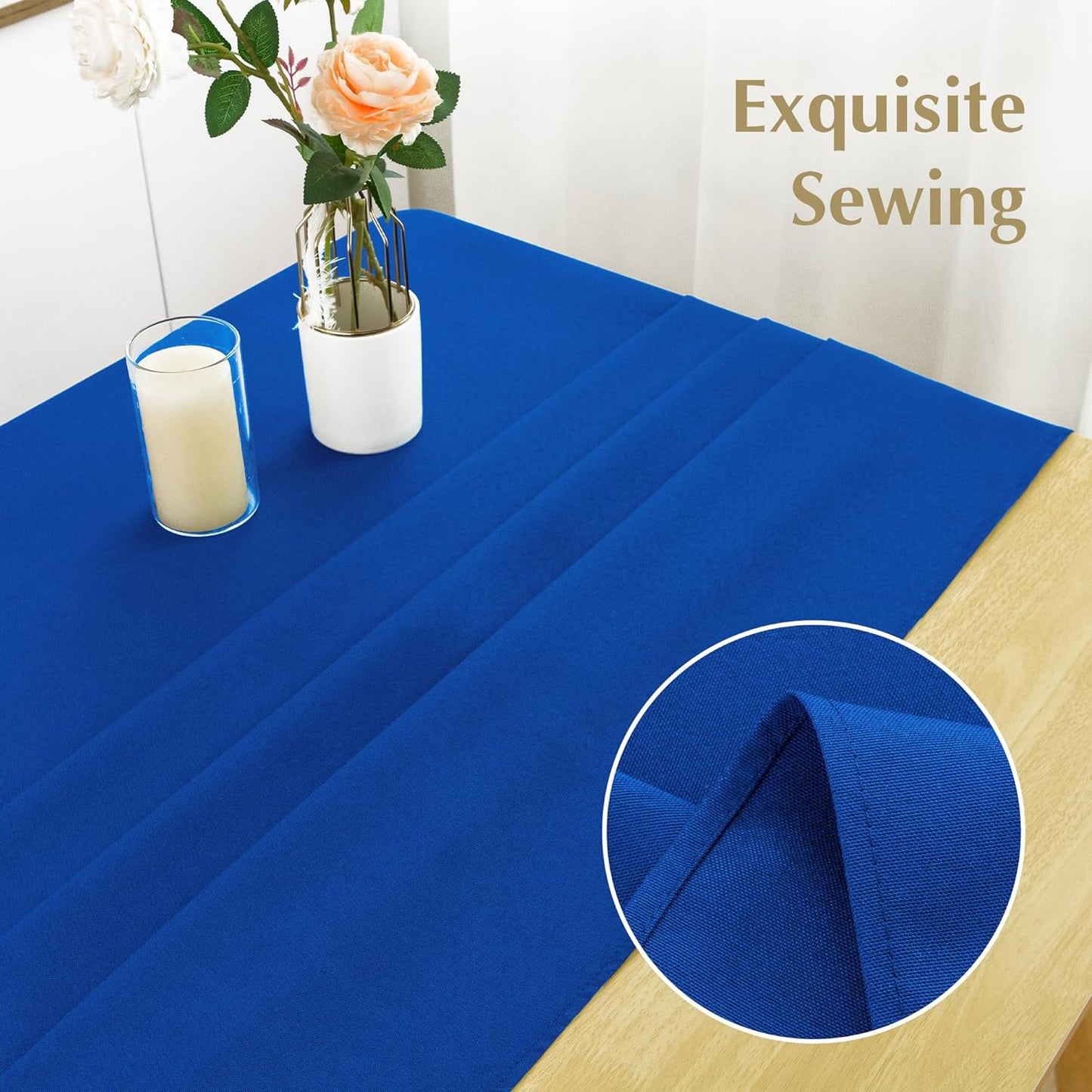 2 Pack Square Table Cloth 60X60 Inch Royal Blue Tablecloth Washable Polyester Solid Dining Table Cover for Birthday Party Dinner Holiday Outdoor Indoor