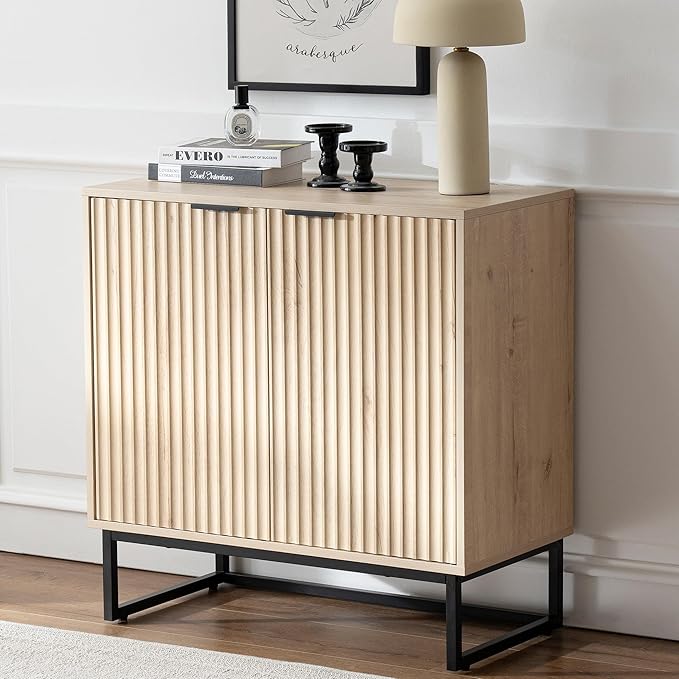 EYYTHUNG Fluted Cabinet with Storage, Sideboard Buffet Cabinet with Adjustable - Image 8