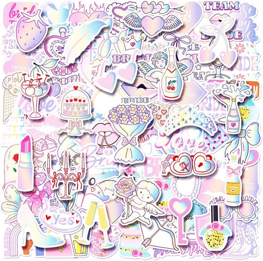 100pcs Bachelorette Theme Waterproof Vinyl Stickers - Bachelorette Decor & Party Favors, Bridesmaid Favor + Bride to Be