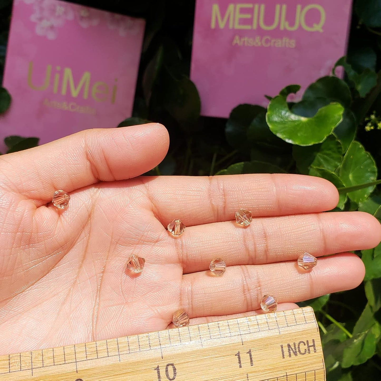 6mm Bicone 450Pcs Silver Champagne AB Crystal Glass Beads Faceted Bicone Shape Crystal Glass Spacer Beads for Bracelet Necklace Decorative Hand Jewelry Making (Silver Champagne AB, 6MM)