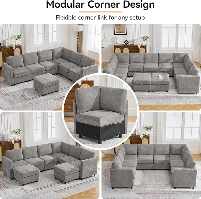 104'' U Shaped Modular Sofa, Sectional Couches - Image 7