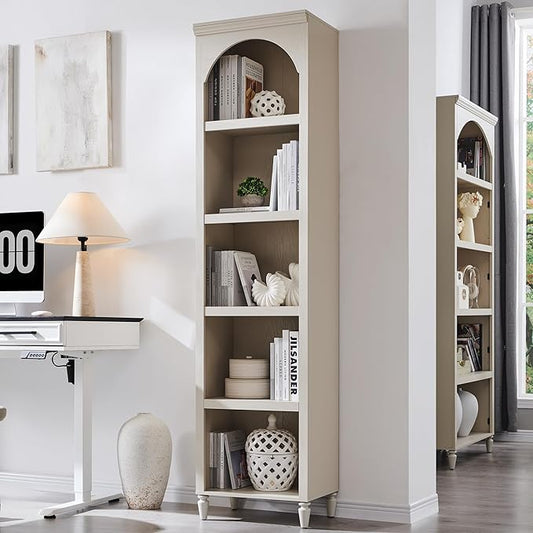 IFGET 76" Tall Arched Bookcase, Farmhouse 5 Tiers Narrow Arched Bookshelf by IFGETEnrichYourLivingSpace