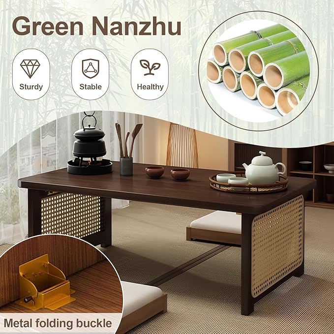 Foldable Japanese Floor Table Lightweight, No Assembly Required, Eco-Friendly - Image 3