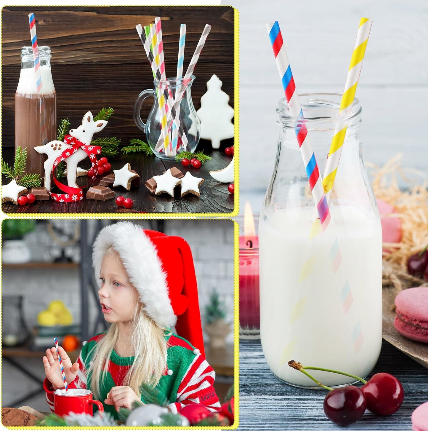 Eaasty 5000 Pcs Colored Paper Straws Bulk Disposable Striped Drinking Paper Straws for Summer Juice, Shakes, Cocktail,7.87 Inches, 0.24'' Diameter