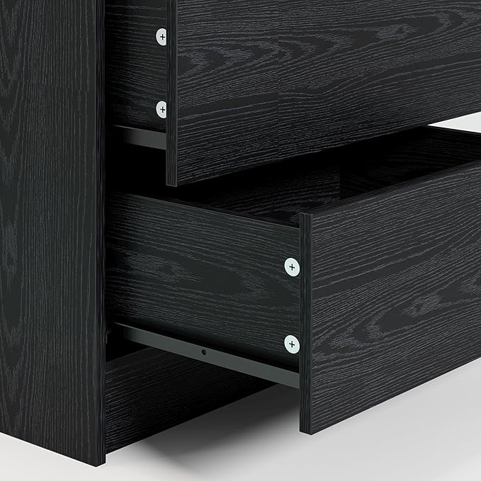 LIKIMIO Night Stand with Charging Station, Modern Black Nightstand with LED - Image 6