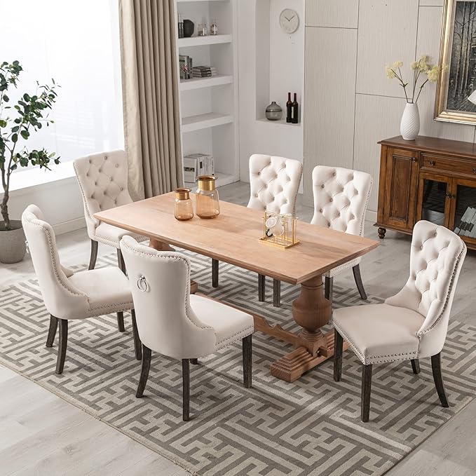 KCC Velvet Dining Chairs Set of 4, Upholstered High-end Tufted Dining Room Chair - Image 10