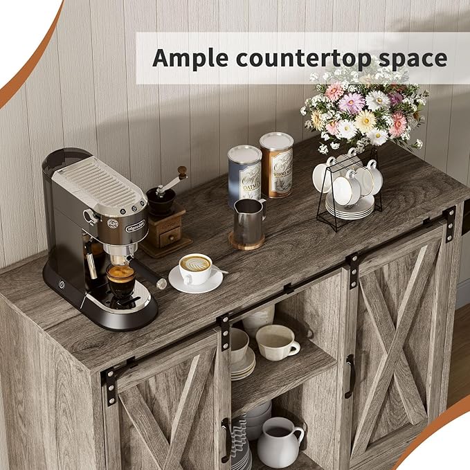 4 EVER WINNER 42" Farmhouse Coffee Bar, Buffet Cabinet - Image 3