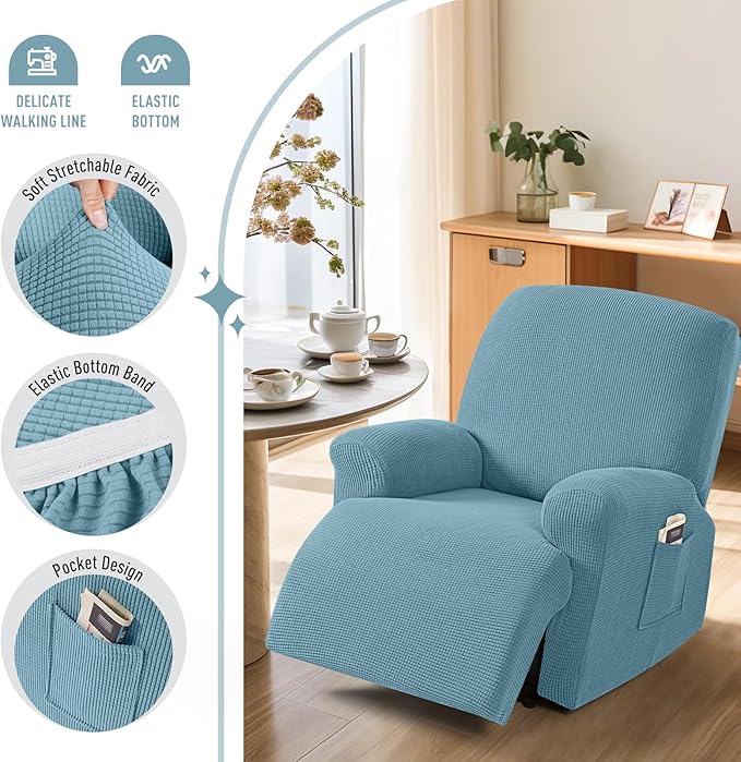 TAOCOCO Recliner Cover 4-Pieces, Recliner Stretch Sofa Slipcover, Recliner - Image 3