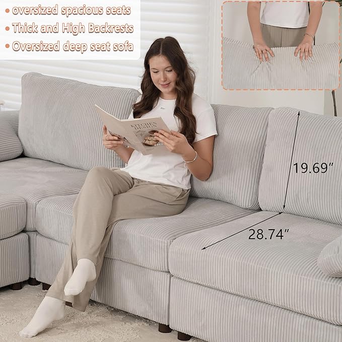 EASE MOOSE Oversized Sectional Modular Sofa, Large Sectional Couch Wide Deep - Image 6