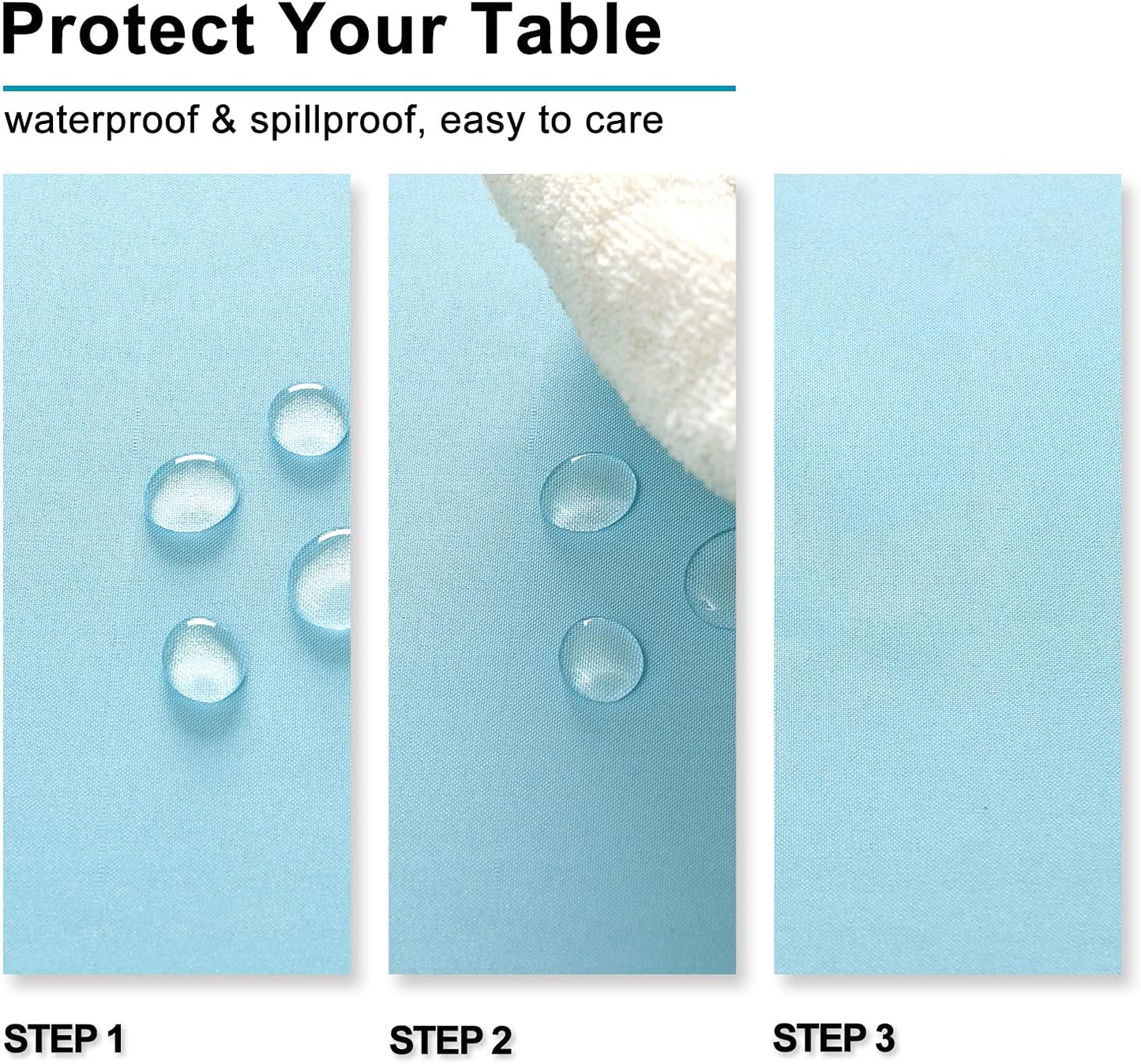 Hiasan Square Tablecloth - Spillproof and Waterproof Washable Table Cloth for Dining Room Kitchen Birthday Party, 54 x 54 Inch, Sky Blue