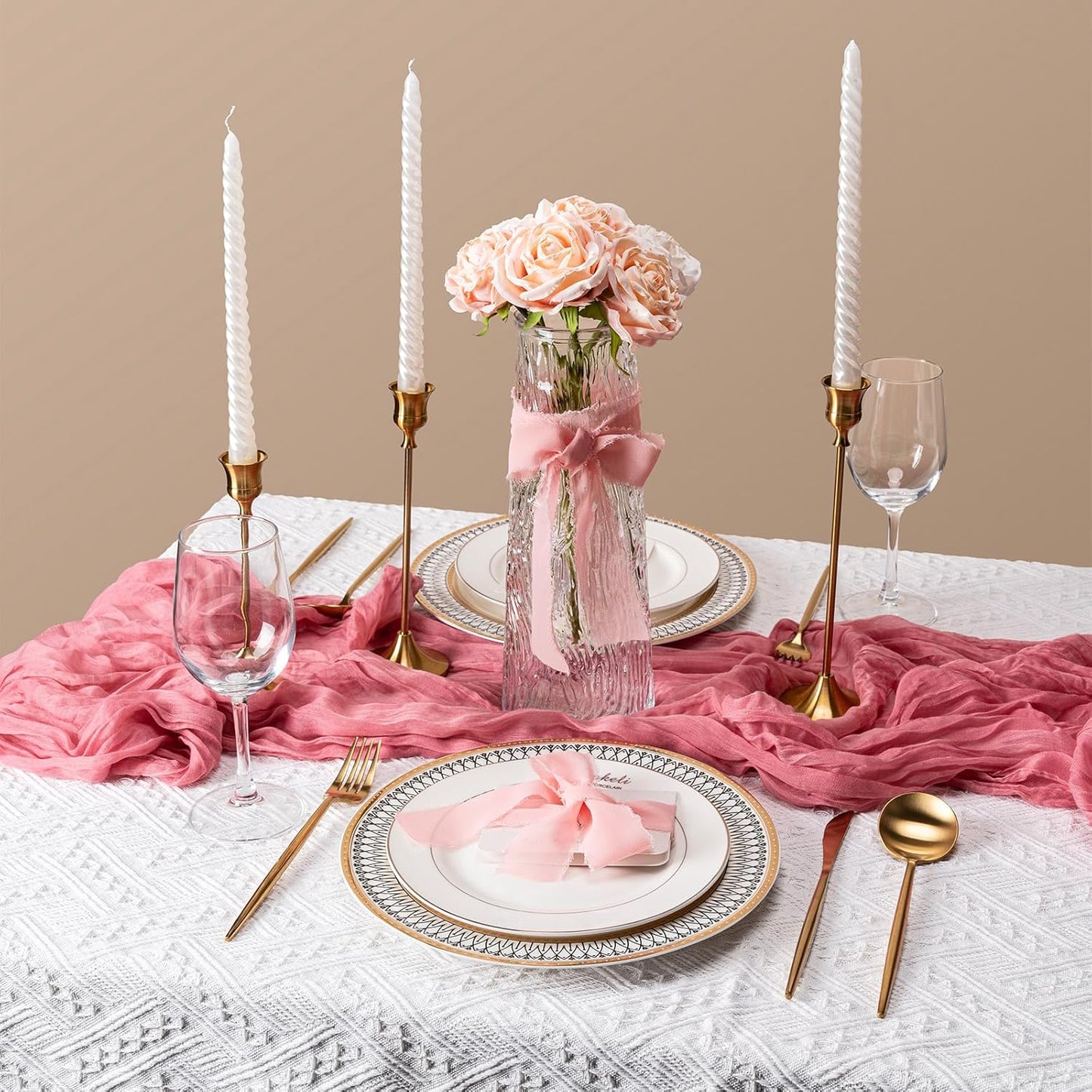 Blush Pink Handmade Chiffon Ribbon,1.5Inch x 3 Rolls Total 24 Yards Blush Pink Fringe Chiffon Silk Ribbon,for Wrapping Wedding Invitations,Bridal Bouquets,DIY Crafts,Home Decor and More