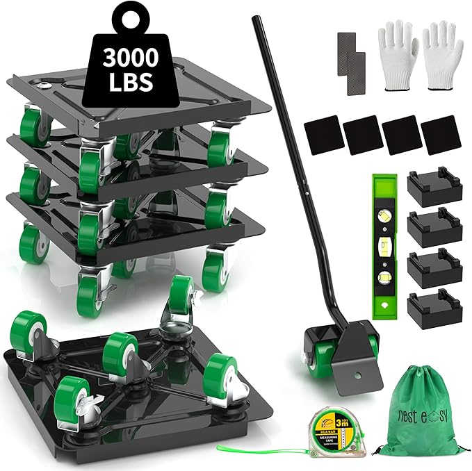 NEST EASY Heavy Duty Furniture Dolly 360° Rotating 5 Wheels, Alloy Steel - Image 8