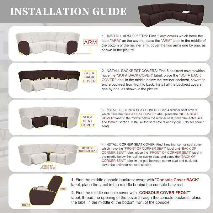 100% Waterproof Sectional Recliner Couch Covers - Image 7
