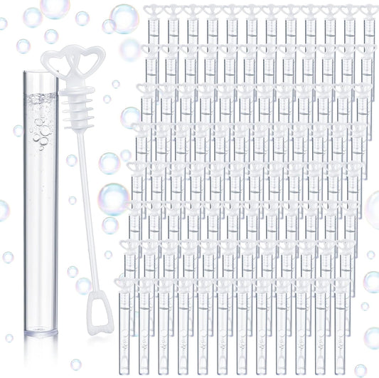 150 Pcs Bubble Wands Bulk for Wedding Party Mini Heart Wand with Bubble Solution for Wedding Bridal Showers Valentine Anniversary Graduation Birthday Supplies(White,Double Heart)