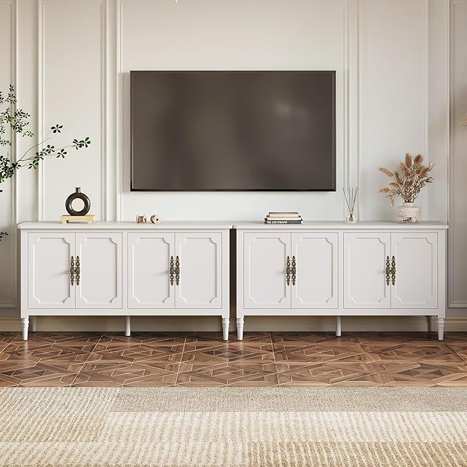 FansaFurn Sideboard with 4 Doors, Mid-Century Console Table with Adjustable - Image 3