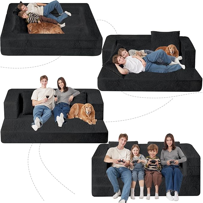 Futon Sofa Bed with Pillow, 3-in-1 Sleeper Sofa Bed with Removable Cover - Image 9