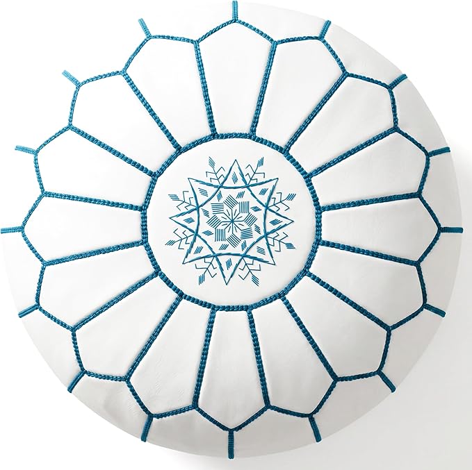Marrakesh Gallery Genuine Leather Round Pouf Unstuffed - Image 2