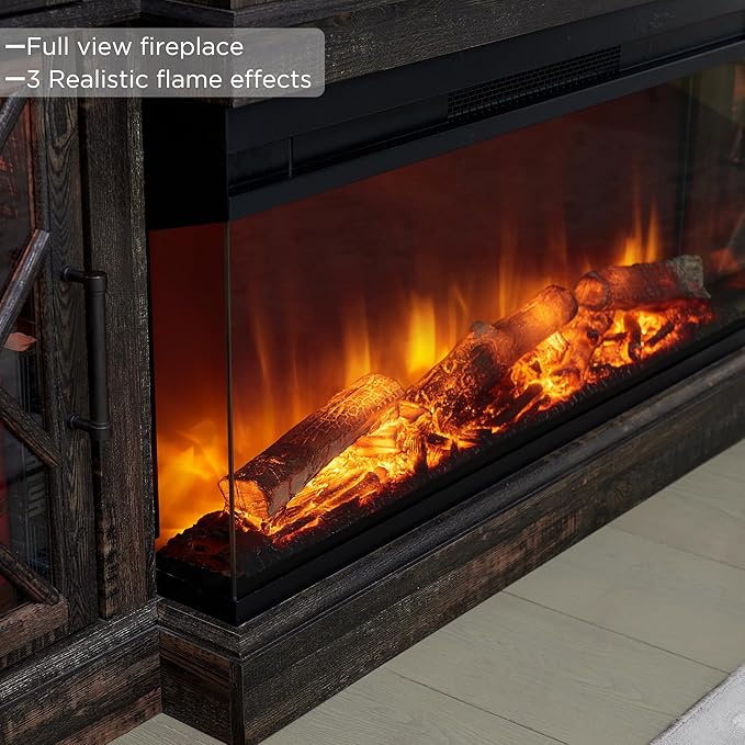 OKD 3-Sided Glass Farmhouse Fireplace TV Stand - Image 3