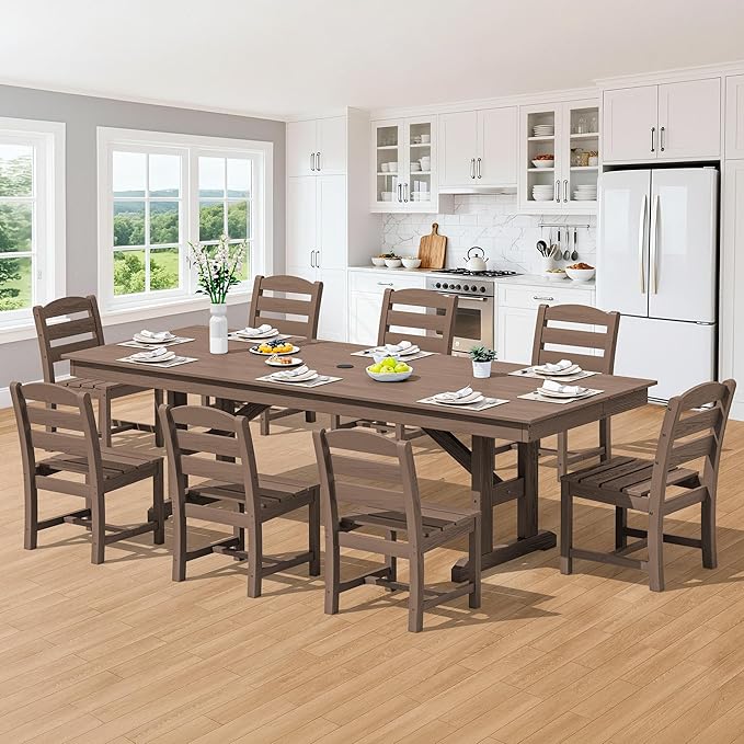 SERWALL Outdoor Armless Dining Chairs Set of 4, All-Weather HDPE Patio Dining - Image 7
