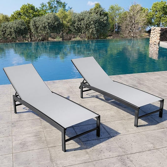 Crestlive Products Chaise Lounge Chair Outdoor Set of 2, Adjustable 5 Positions by CrestliveProducts