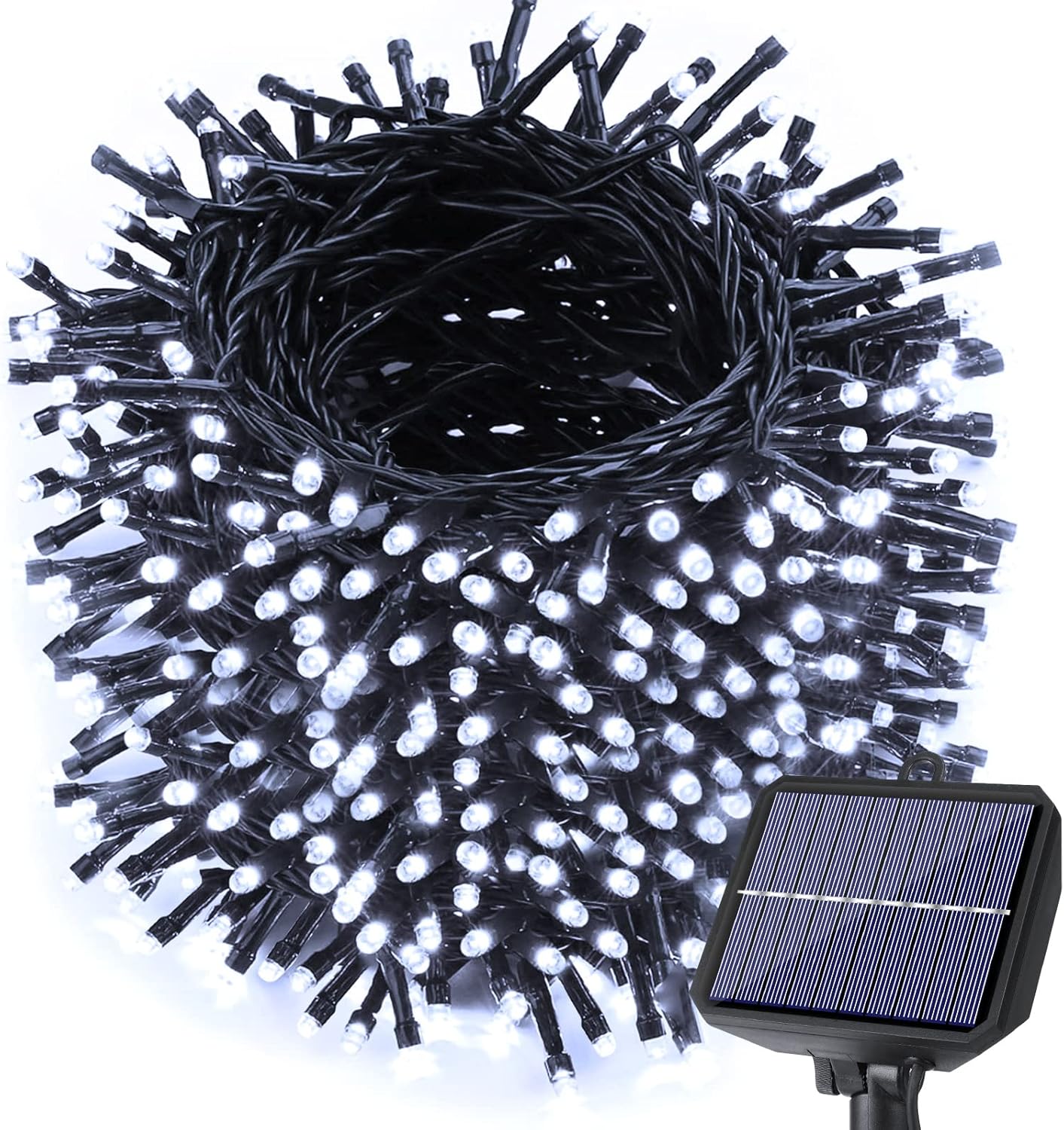 Toodour Solar Christmas Lights, 121ft 350 LED 8 Modes Outdoor Christmas String Lights, Waterproof Solar String Light for Xmas Tree, Fence, Holiday, Party, Balcony, Outdoo Xmas Decorations - White