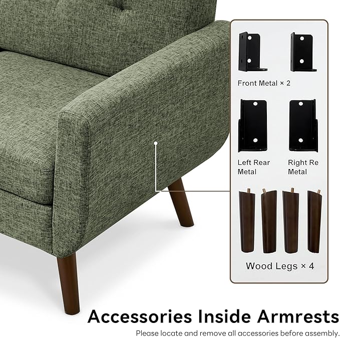 Tbfit Mid Century Modern Sofa Couch, Loveseat & Standard Sofa - Image 6