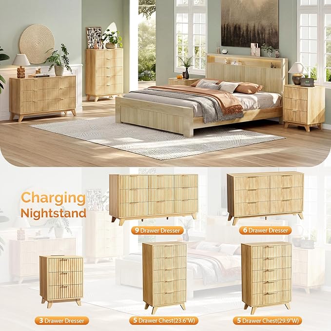 VINGLI Tall Dresser for Bedroom, Fluted Dresser Vertical Chest of Drawers - Image 6
