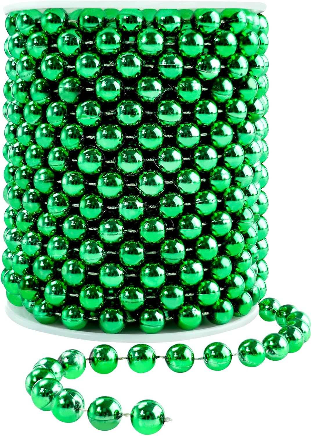 Faux Pearl Bead Garland - 10mm Christmas Tree Beads 11 Yards Green Pearl Strands Spool Roll for Wedding Party Christmas Tree Decoration