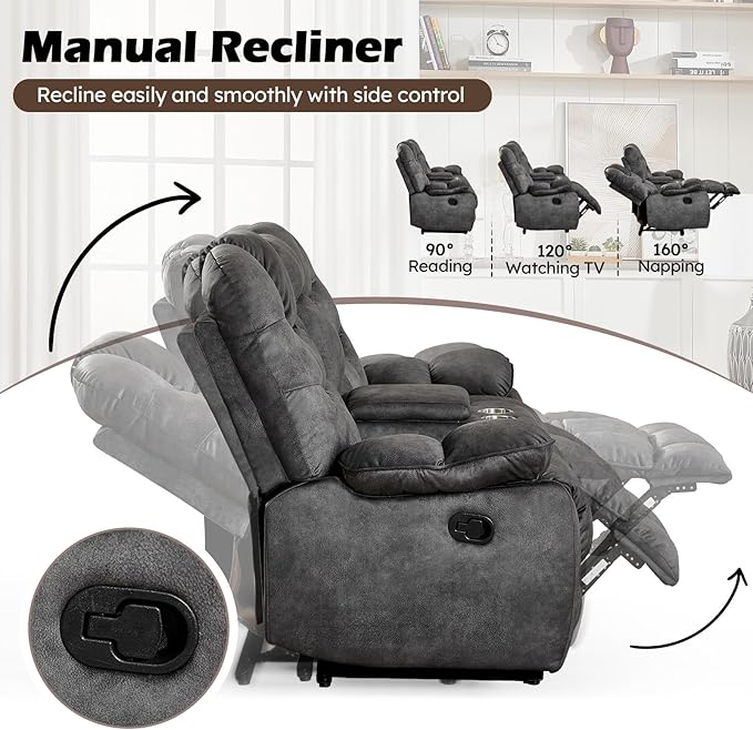 HAOMARKETS 2-Piece Recliner Sofa Set, Include Single Power Recliner Chair - Image 4