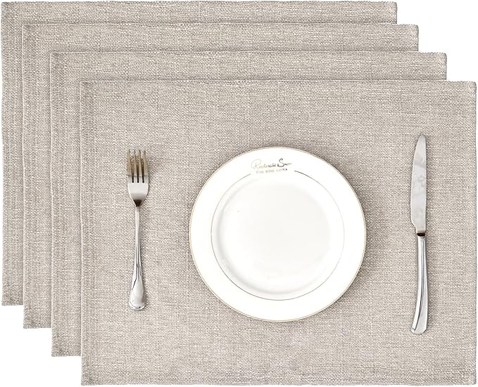 BALCONY & FALCON Placemats Set of 4 Faux Linen Cloth Place Mats Washable by BALCONYFALCON