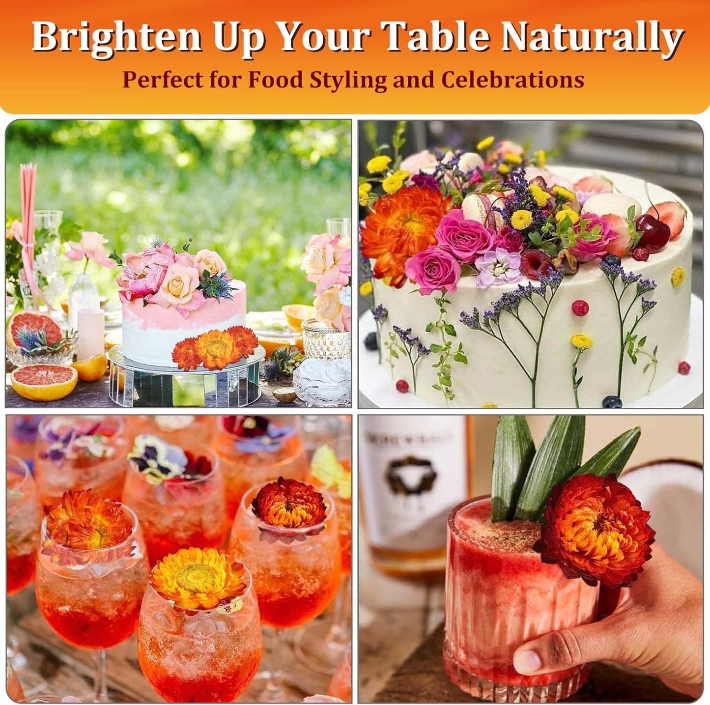 30+ Edible Dried Mixed Flowers – 25g Food Grade Natural Blooms for Cake Decorating, Tea, Cocktails, DIY – Ideal for Cocktail Toppers, Drink Garnish, Bath Soaks – No Additives, Vegan