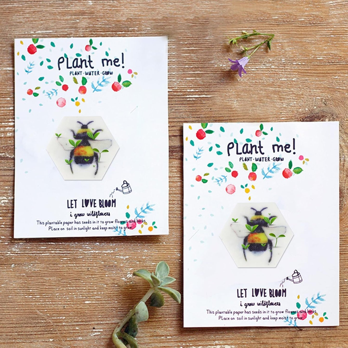 Plantable Wildflower Seed Paper Favors with Bee, Seed Packets Birthday Party Wedding Baby Shower Favors for Guests- Handmade Funeral Memorial Paper (Set of 24)