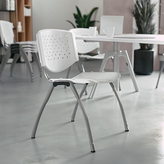 Flash Furniture HERCULES Series 880 lb. Capacity White Plastic Stack Chair - Image 2