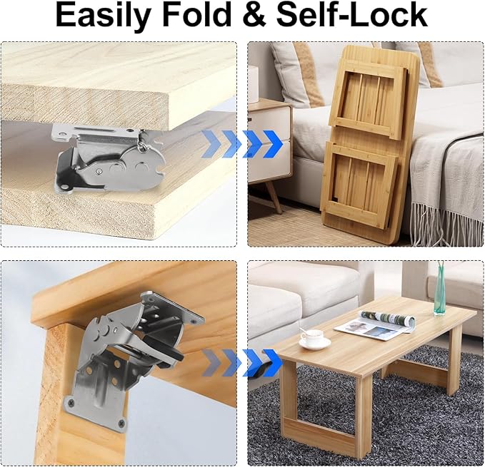Self Locking Hinges Furniture Table Legs Locking Brackets, 90 Degree Folding - Image 3