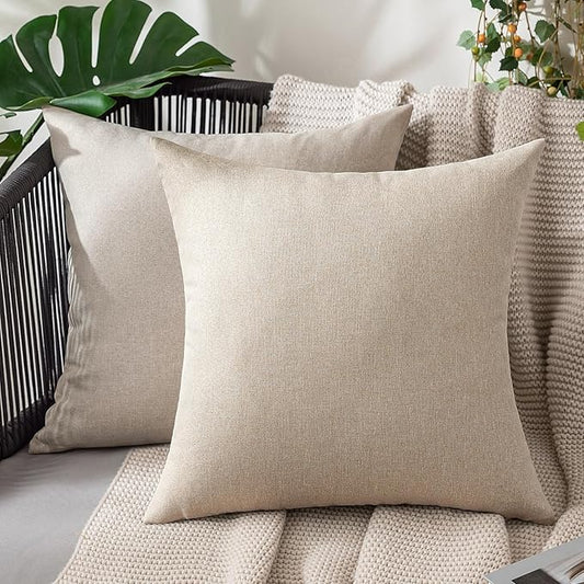 MIULEE Pack of 2 Decorative Outdoor Solid Waterproof Throw Pillow Covers Faux by MIULEE