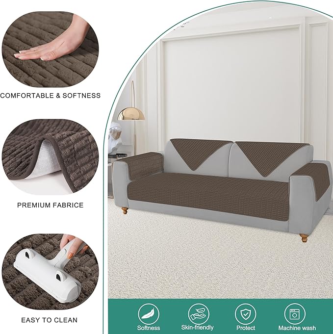 Foxdecor Couch Arm Covers Sofa Arm Cover, Arm Chair Covers Set of 2, Non-Slip - Image 2