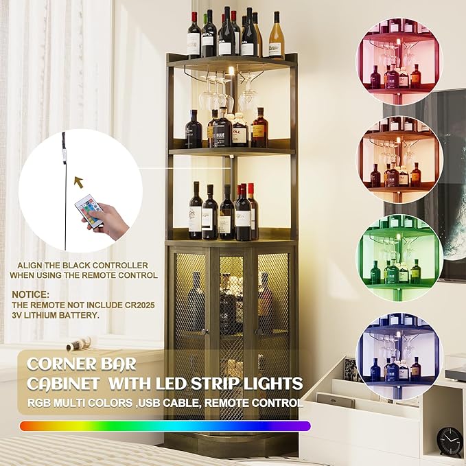 EOYUTLLY Corner Bar Cabinet - Image 3